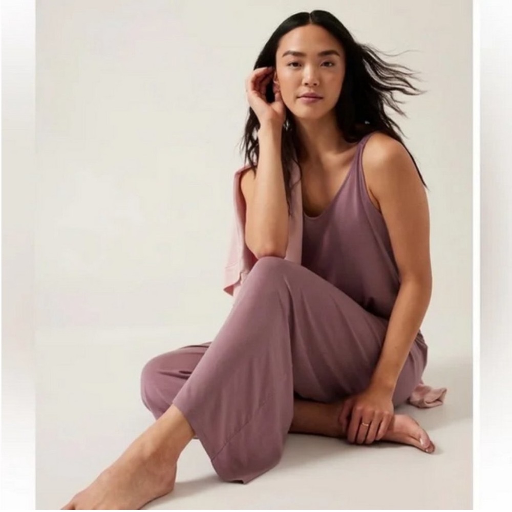 Athleta Mauve Sleeveless Wide-Leg Jumpsuit